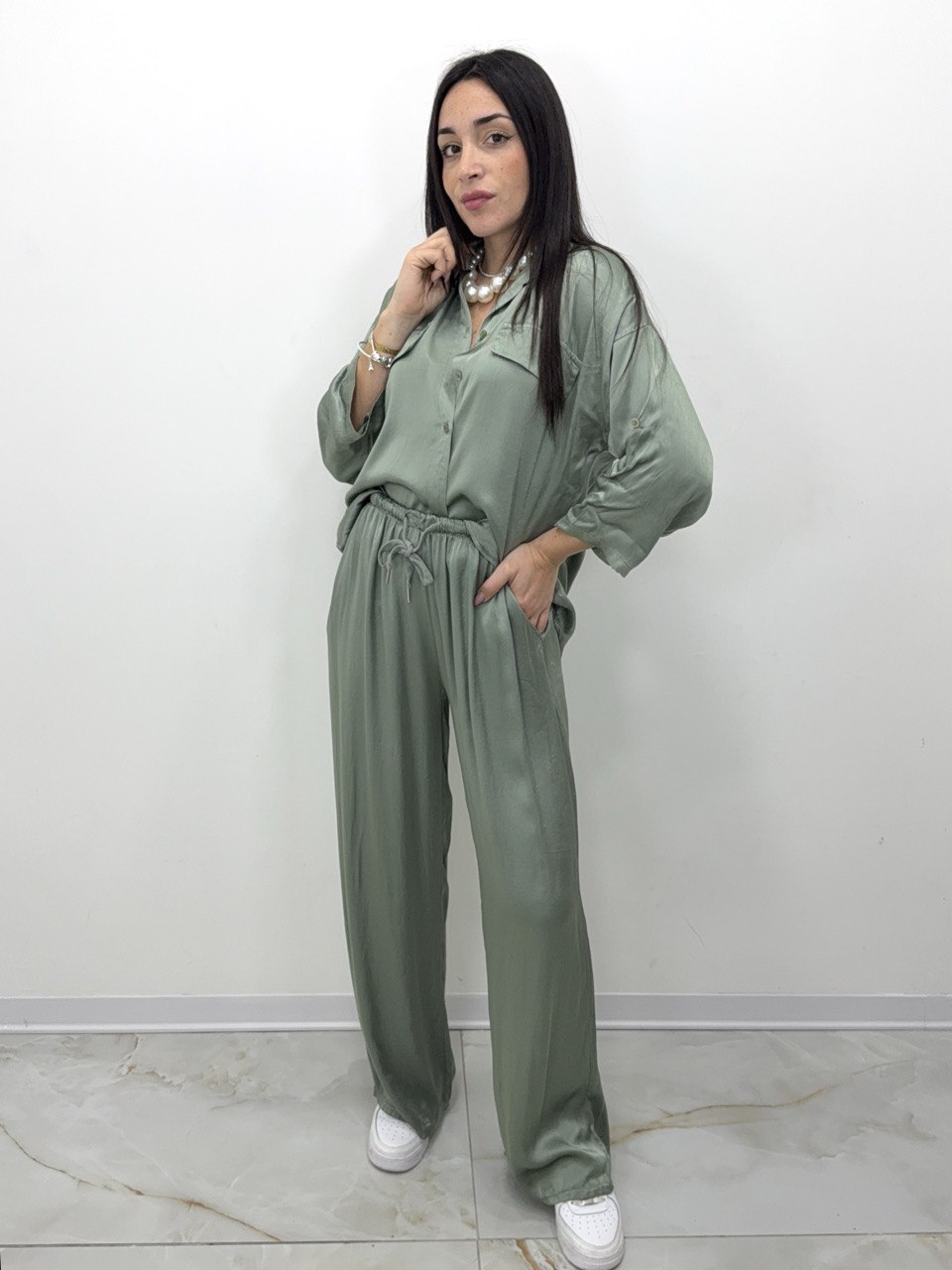 PANTALONE RASATO VERDE