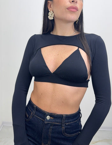 TOP NERO CON COPRISPALLE