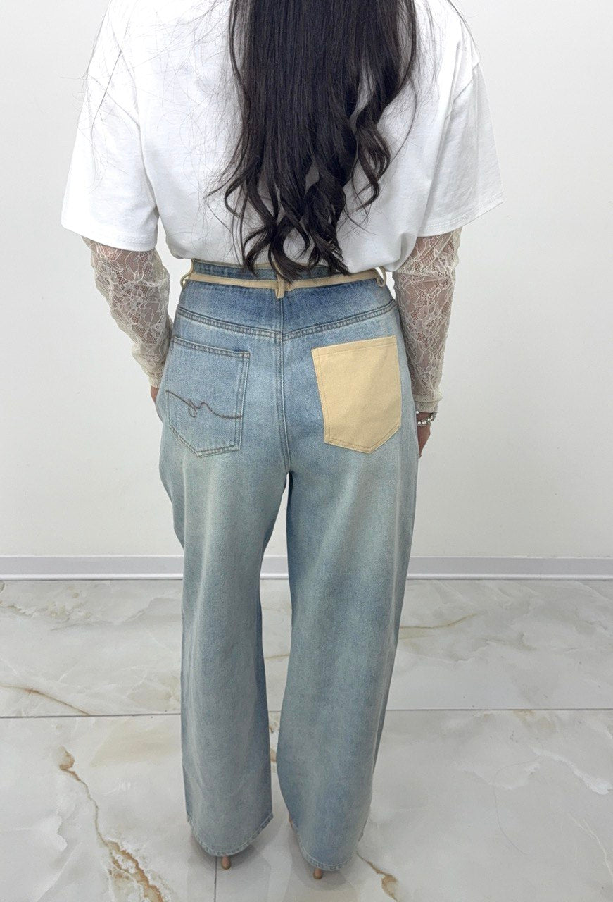 JEANS CINTURINO LAVAGGIO CHIARO