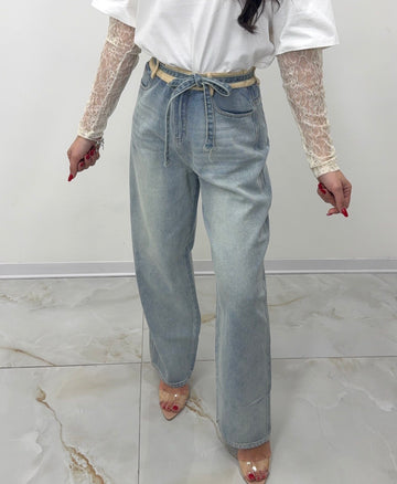 JEANS CINTURINO LAVAGGIO CHIARO